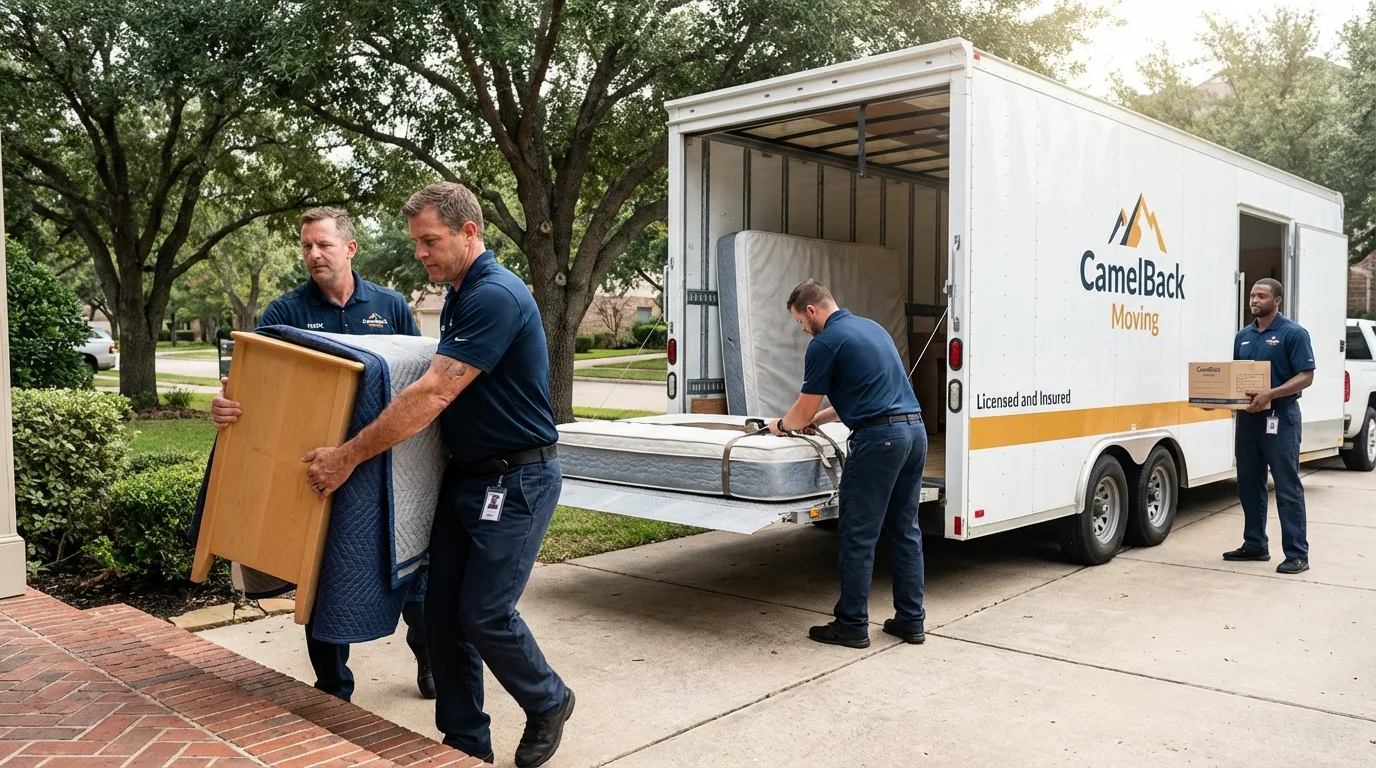 Crew loading residential truck for cross-state move from Waynesboro, PA