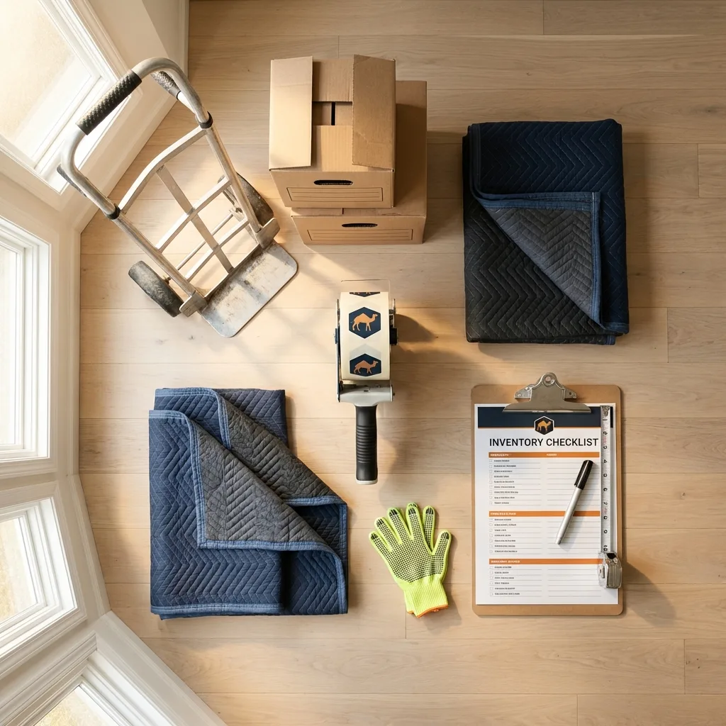 Professional moving supplies and packing materials layout for Waynesboro residential relocations